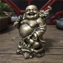 Estátua de buda chinesa risonhos, ornamentos de resina de cor bronze, estatueta de buda maitreya de feng shui, decoração de casa 2024 - compre barato