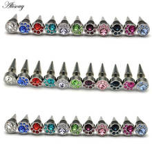 8mm Diameter titanium steel Spike Cartoon palm Pattern Crystal Tip Cone Women Men Screw Stud earrings 2024 - buy cheap