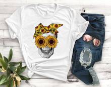 Camisetas de crisantemo para mujer, camisetas con estampado divertido de calavera y gafas de sol, ropa de calle Hip Hop para chica, camisetas para hombre 2024 - compra barato