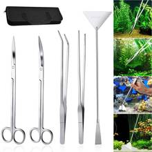 5pcs/set Aquarium Tools Set Plants Tweezers and Scissors Grass Stainless Steel Cleaning Tools Plants Fish Tank Accessories 2024 - buy cheap