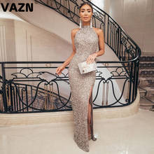VAZN-Vestido largo de talle alto para mujer, prenda elegante y Sexy de gama alta, con hombros descubiertos, estilo industrial, con volantes, 2020 2024 - compra barato