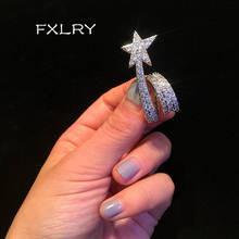 FXLRY New Design Micro Pave Cubic Zirconia luxury comet meteor ring index finger ring for women Jewelry gift 2024 - купить недорого