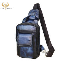Мужская качественная кожаная модная повседневная нагрудная сумка на ремне, коричневая, 8 дюймов, для планшета, водонепроницаемая, дорожная сумка на одно плечо, Мужская B574-d 2024 - купить недорого