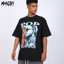 Футболка NAGRI мужская с коротким рукавом, уличная одежда в стиле хип-хоп, хлопковая Повседневная модная рубашка с круглым вырезом, лето 2024 - купить недорого