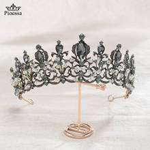 Piossa-Tiara de princesa para novia, corona de rey negro, corona de reina de cristal barroco vintage, accesorios para el cabello de boda para fiesta, elegante 2024 - compra barato