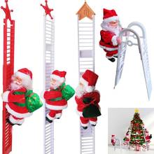 Elétrica natal papai noel boneca com saco de escalada escada decoração festa de natal h58c 2024 - compre barato