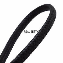 Bestxy real 2 m/lote 11.8*6mm de largura trançado corda de couro plano cabo de couro preto para diy pulseira jóias que faz cabos de artesanato 2024 - compre barato