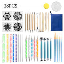 Juego de Herramientas para pintura de Mandala, Set de 32/36/38 unidades de pinceles para dibujo y pluma en relieve, bandeja para pinceles, DIY 2024 - compra barato