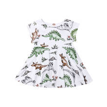 Newborn toddler baby girl dress cute cartoon dinosaur print dress sweet baby clothes birthday dress 2024 - buy cheap