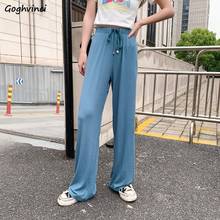 Pants Women Fashion Loose Breathable High Waist All-match Wide Leg Korean Style Solid Simple Streetwear Summer Female Trousers 2024 - buy cheap