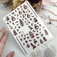 DIY 3D Japanese Style Light Traceless Nail Stickers Dark Black Little Princess Serious Dry Fingernail Decals Manicure Art Women 2024 - buy cheap
