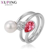 Xuping Jewelry Imitation Pearl and Crystals Women Ring with Rhodium Plated for Brirthday Gift 14523 2024 - buy cheap