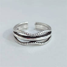 Bijoux 925 anillo de plata de ley Simple Vintage onda tamaño libre mujeres regalo señoras tamaño ajustable anillos antiguos gran oferta 2019 2024 - compra barato