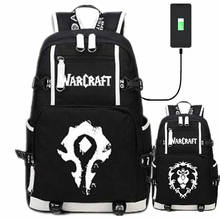 World of The Alliance Horde USB Port Backpack Bag Evermore Luminous Laptop School Travel Book Bags Teenagers Rucksack Gift 2024 - buy cheap