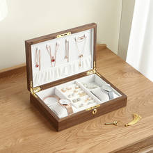 Casegrace grande caixa de jóias de madeira organizador caso presente para as mulheres homens brincos relógio colar anel de exibição de jóias caso de armazenamento 2024 - compre barato