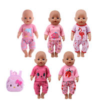 Boneca gato & besouro & unicórnio conjunto pijamas caber 18 Polegada americano & 43 cm roupas de boneca do bebê nossa geração presente de brinquedo da menina de natal 2024 - compre barato