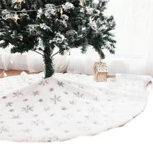 Luxury Snowflakes Embroidery Christmas Tree Skirts Faux Rabbit Fur Xmas Tree Skirts Floor Mat New Year Gift Party Decorations 2024 - buy cheap