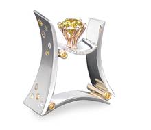 Hainon Fashion Anniversary Wedding Rings Square Design Engagement Ring Yellow Crystal Jewellery Silver Color Plant Rings 2024 - buy cheap