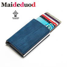 Maideduod 2020 New Men Women Clutch Single Box Fashion Wallet RFID Anti-theft Id Card Holder Denim Business Pop-up Metal ID Case 2024 - buy cheap