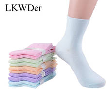 LKWDer-calcetines largos de algodón para mujer, medias de tubo, estilo universitario, Color caramelo, rayas, para primavera y otoño, 5 pares 2024 - compra barato