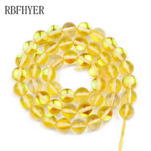Rbfhyer 6/8/10mm pedra labradorite natural, flash sintético amarelo, contas soltas para fazer jóias, colar diy 2024 - compre barato