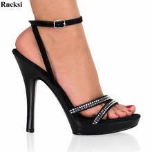 Rncksi-Sandalias de tacón alto de 5 pulgadas para mujer, zapatos sexys con diamantes de imitación, tacones altos de 13 CM, para Club nocturno, Pole Dancing 2024 - compra barato