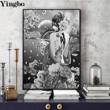 Full round square Drill diy Diamond Embroidery Japanese 5d Diamond Painting Cross Stitch Mosaic Cherry blossoms woman icon decor 2024 - buy cheap