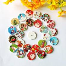 New 20/50PCs 24mm Mixed Wooden Buttons Christmas Pattern buttons Sewing and Scrapbook botones decorativos 2024 - buy cheap