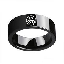 Antiquing Engraving Trinity Triskele Spiral Symbol Ring  Wedding Rings for Men Women Black Stainless Steel Ring 2024 - buy cheap