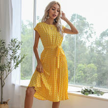 2021 Summer Womens Dot Print Long Sleeve Spring Dress Casual O Neck Chiffon A Line Women Summer Dress Vintage Party Midi Vestido 2024 - buy cheap