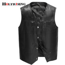 Mens Jacket 100% Leather Sheepskin V-Neck Men Vest Natural Sheepskin Leather Jacket L-4XL Spring Slim Fit Natural Vest 2024 - buy cheap