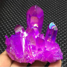 Оптовая цена 130-150 г гальваническое покрытие редкий красивый фиолетовый пламя aura кварцевый кристалл кластер образец 2024 - купить недорого