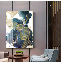 Abstrato ouro peixe pintura da lona nordic mármore decoração japonês impressão grande cartaz de ouro arte da parede para sala estar moderna tableaux 2024 - compre barato