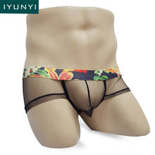IYUNYI Men Underwear Briefs Low Rise U Bugle Lingerie Briefs Sexy Transparent Male Mesh Breathable Underpants Panties Shorts 2024 - buy cheap