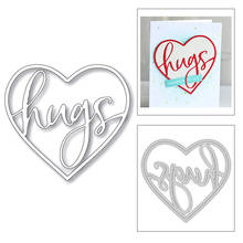 2020 New Valentine Heart Frame and English Word Hugs Metal Cutting Dies For DIY Scrapbooking Greeting Card Paper Making no stamp 2024 - buy cheap