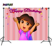 PHOTURT Dora Explorer Photography Backdrops Girl Birthday Party Background Pink Cartoon Character Vinyl Photo Studios Props 2024 - buy cheap