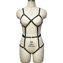 Sujetador con arnés abierto para el pecho para mujer, conjunto de arnés de cuerpo Bondage, ropa gótica Rave, correa ajustable, lencería Bondage, Sexy, negro 2024 - compra barato