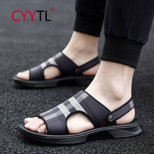 CYYTL Summer Fashion Casual Beach Sandals for Men Outdoor Soft Lattice Hollow-out Leather Slippers Thick Bottom Sandalias Hombre 2024 - buy cheap