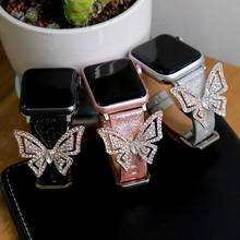 Woman Butterfly Jewelry Bright Leather Bracelet For Apple Watch Band 38mm 40mm 42mm 44mm Watchband Apple iWatch Strap 1/2/3/4/5 2024 - buy cheap