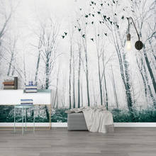 Papel de parede com mural personalizado em qualquer tamanho, 3d, paisagem de neve, pássaro, floresta, pintura de parede, sala de estar, quarto, decoração de casa, papel de parede 2024 - compre barato