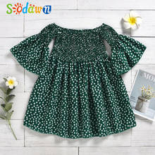 Sodawn Girls Dress Summer Holiday style Cotton Children Clothing Flowers Trumpet Sleeves Dresses 2024 - buy cheap