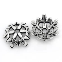 Zinc metal alloy Beads Caps Flower silver color (Fits 12mm-14mm Beads)Flower Pattern 10mm(3/8")x 10mm(3/8"),25 PCs new 2024 - buy cheap