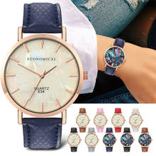 Moda feminina relógios de couro banda relógio simples cinto relógio redondo concha feminino relógio de quartzo relogio feminino zegarek damski 40 * 2024 - compre barato