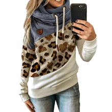 Sudadera informal con cuello alto para Mujer, suéter De manga larga con estampado De leopardo, cuello alto, bufanda 2024 - compra barato