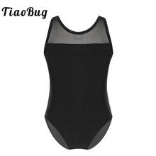 TiaoBug Black/Red/Navy Blue Sleeveless Mesh Splice Cutouts Back Child Gymnastics Leotards for Girls Ballet Dress Kids Dance Wear 2024 - buy cheap