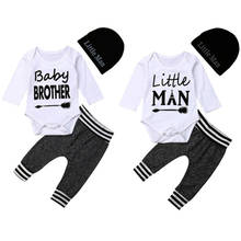 3PCS Set Newborn Baby Boy Long Sleeve Cotton Bodysuit Tops Long Pant Trouser Hat Outfits Autumn Clothes 2024 - buy cheap