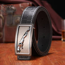 MINGLILONG Classic Black Genuine Leather Belt Male Men Casual High Quality Belt Leopard Buckle 2024 - buy cheap