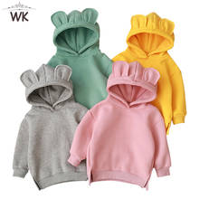 Moletom com capuz fofo para bebês meninas e crianças meninos outono flanela suéter com orelha de urso roupas de primavera para bebês meninos roupas infantis sólidas 2024 - compre barato
