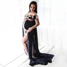 Maternidade vestido de algodão vestidos de impressão gravidez mulheres grávidas boêmio maxi vestido para fotografia foto shoot adereços roupas 2024 - compre barato