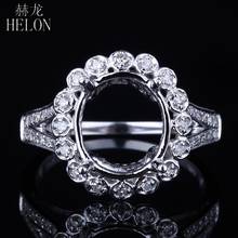 HELON-Anillo de boda de compromiso de corte ovalado, 10x9mm, oro blanco de 14K, pavé 0,3 CT, diamantes naturales, joyería fina, semimontaje 2024 - compra barato